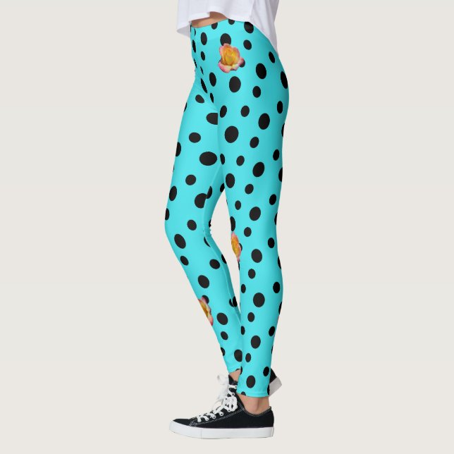 Leggings HAMbyWG - Légumineuses - Turquoise avec Pois en Ro (Gauche)