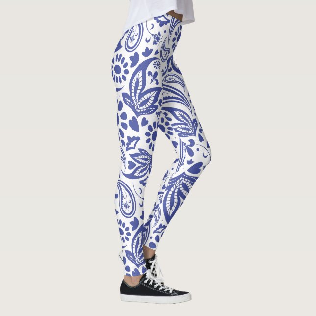 Leggings Hampton's Blue White Boho Chic Paisley (Droite)