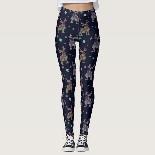 Leggings hand drawn cows (Devant)