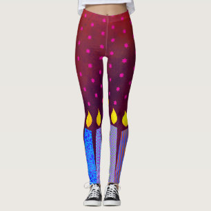 Leggings Hanoukka bougies étoile rose de David Motif sur ro