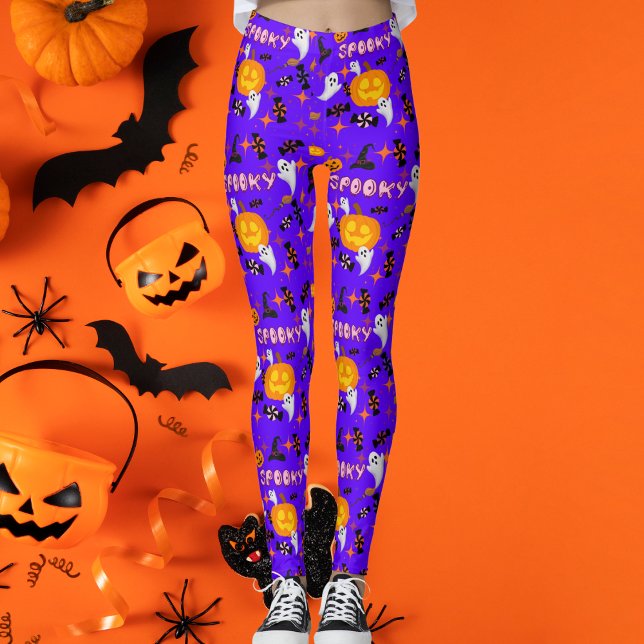 Leggings Happy Halloween Purple Éffrayant Festive (Créateur téléchargé)