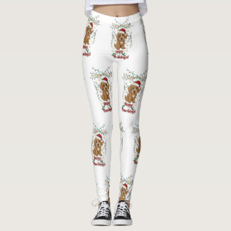 Leggings Happy Paw-lidays Christmas Cockapoo Design