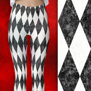 Leggings Harlequin diamant argyle noir et blanc classique