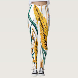 Leggings Harmonie de récolte : Un Motif de blé sur une toil