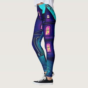 Leggings Haunween Ghost House Design