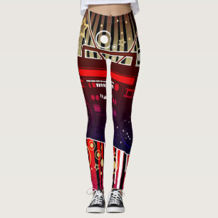 Leggings Haut-parleur Rétro Coloré avec Musique Néon