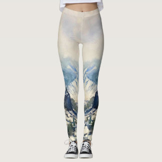 Leggings Hauteur de la scène de la montagne aquarelle