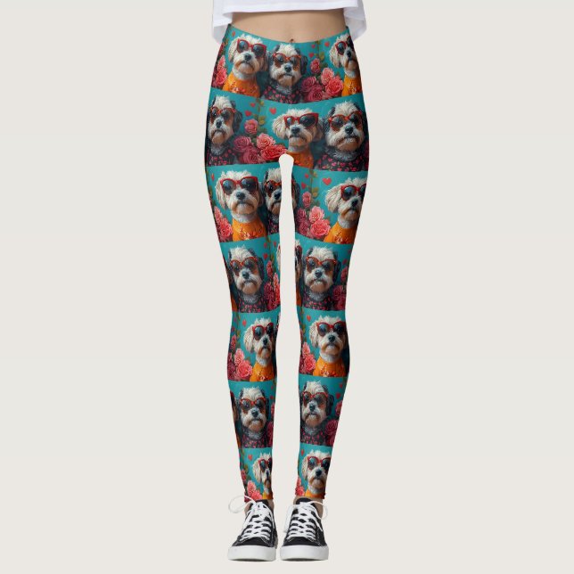 Leggings Havanais avec Roses de coeur Saint Valentin (Devant)