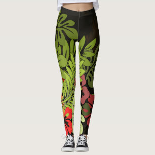 Leggings Hawaii Aloha Palm Hula Art Design