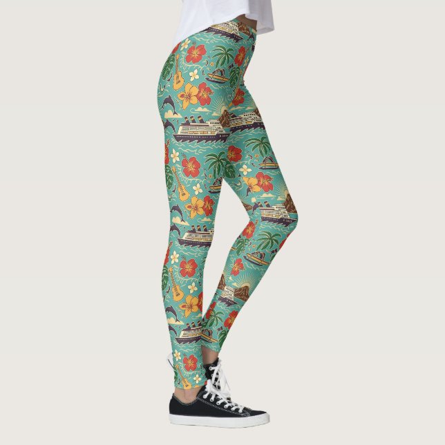 Leggings Hawaii Cruise Tropical Island Ship Design (Droite)