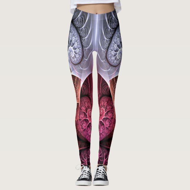 Leggings Heartbeat, Abstrait surreal Imaginaire Fractal Art (Devant)