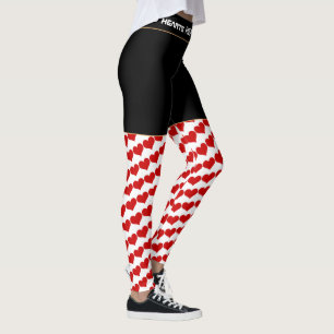 Leggings Hearts Red & White - mode tendance Love / Retro