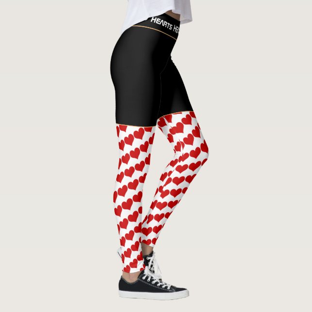 Leggings Hearts Red & White - mode tendance Love / Retro (Droite)