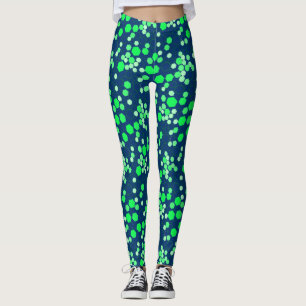 Leggings Hexagon motif 02b.Green DBlue BG