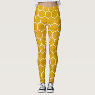Leggings Hexagone Motif Hexagon Jaune