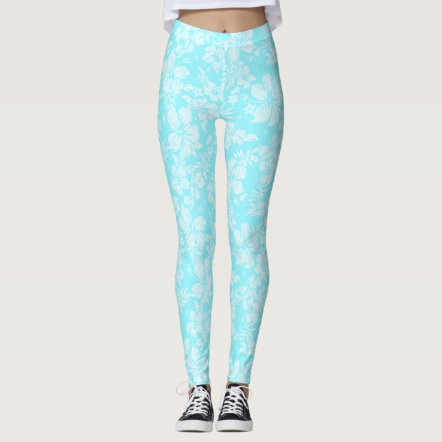 Leggings Hibiscus Pareau en détresse Hawaiian Tropical (Devant)