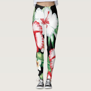 Leggings Hibiscus Plumeria en été tropical