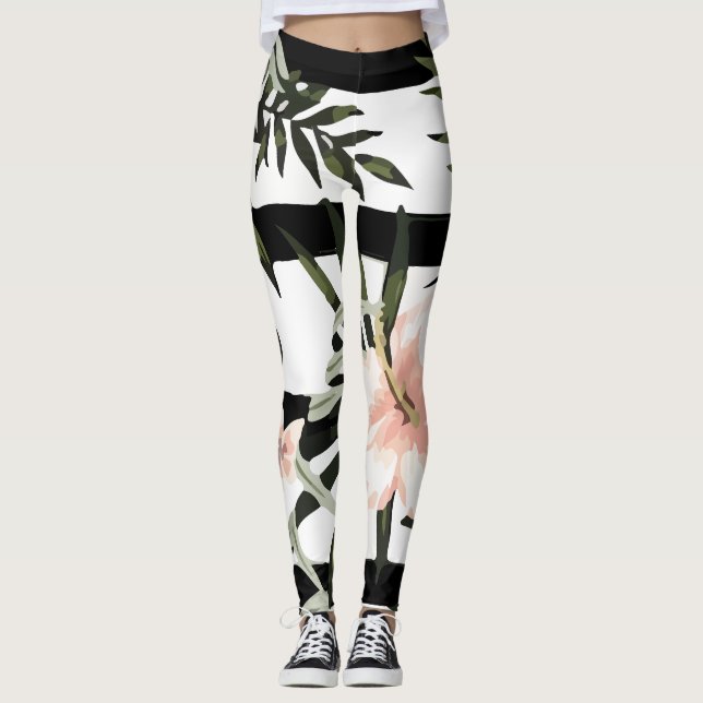 Leggings Hibiscus Plumeria Plumeria Flore (Devant)
