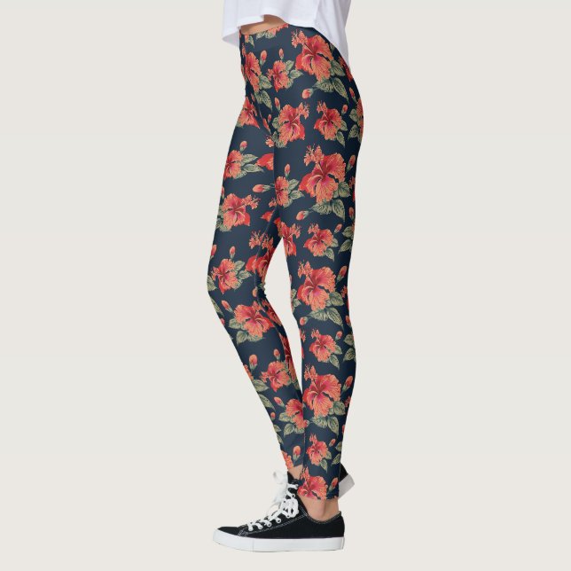 Leggings Hibiscus rouge tropical (Gauche)