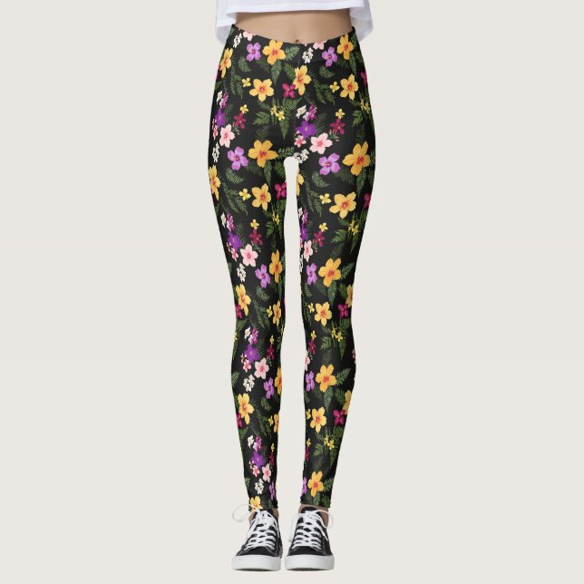Leggings Hibiscus tropical Floral (Devant)