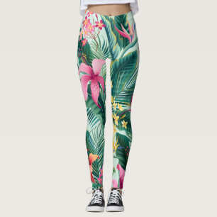 Leggings Hibiscus tropicaux : Motif Floral sans joint