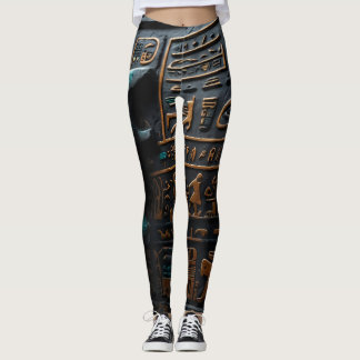 Leggings hiéroglyphes d'or égyptien