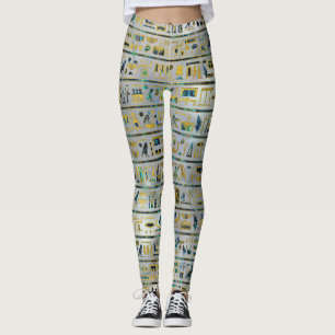 Leggings Hiéroglyphes égyptiens d'or et d'ormeau sur la