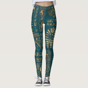 Leggings Hiéroglyphes et divinités égyptiens - or sur la