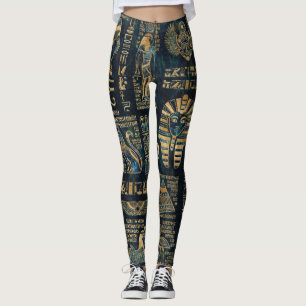 Leggings Hiéroglyphes et divinités égyptiens - ormeau et or