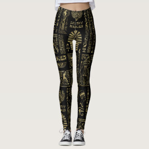 Leggings Hiéroglyphes et or égyptiens de divinités sur le