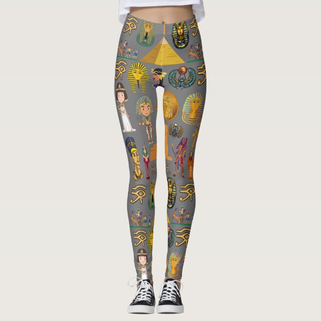 Leggings Hiéroglyphique égyptien ancien -Pharaon Motif (Devant)