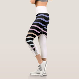 leggings High Waisted Capris black with zigzag