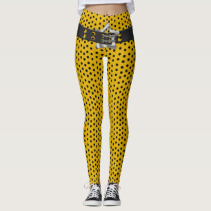 Leggings Hip Black Belt Star - Pois noirs sur Jaune