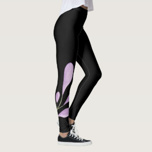 Leggings Hip Feuilles floraux rose et violet sur les femmes