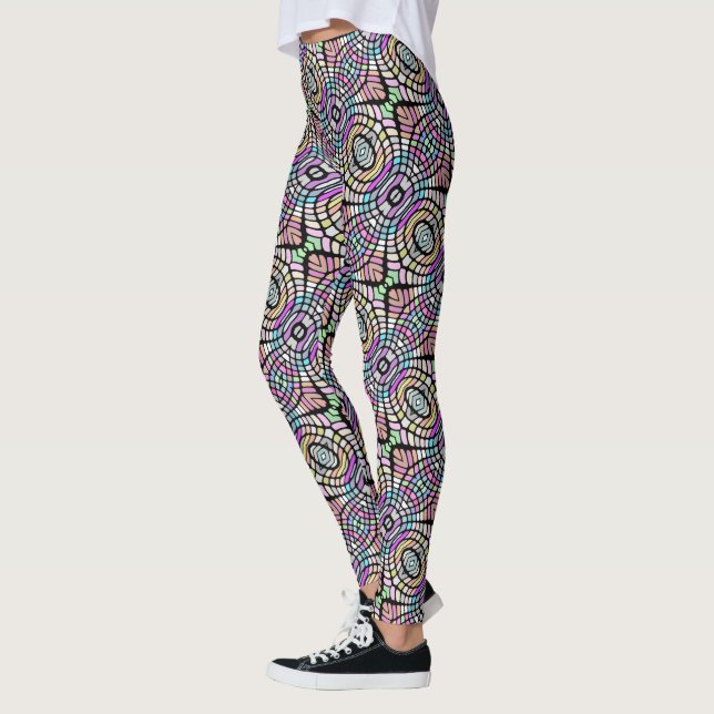 Leggings Hip Pastel Couleurs Et Art Tribal Oriental Noir (Gauche)
