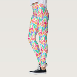 Leggings Hip Triangle Polygon Mosaic Aquarelle Motif