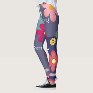 Leggings Hippie Daisy Flower Power Boho Purple Rose Yoga