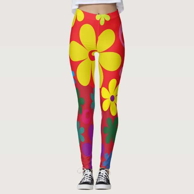Leggings Hippie de l'énergie des fleurs (Devant)