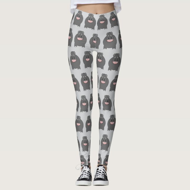 Leggings Hippo Design You Choose Background Colour (Devant)