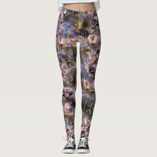 Leggings Hippo Picture Collarge,