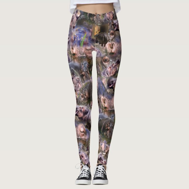 Leggings Hippo Picture Collarge, (Devant)