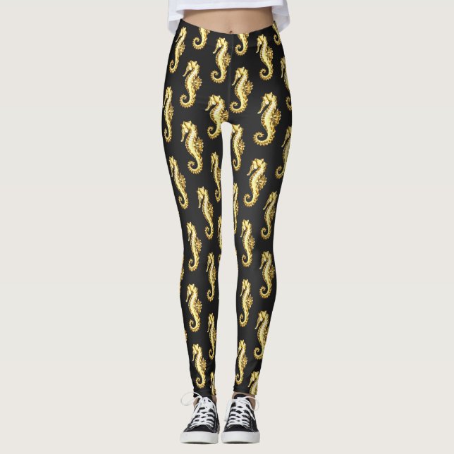 Leggings Hippocampe Polygonal Or (Devant)