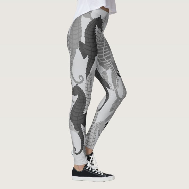 Leggings Hippocampes aux nuances du gris - guêtres (Droite)