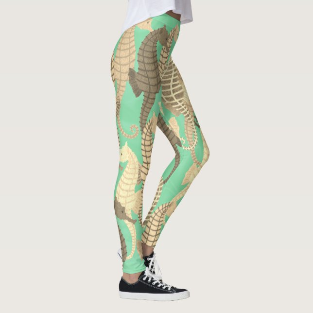 Leggings Hippocampes sur le vert en bon état - guêtres (Droite)