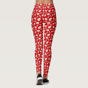 Leggings Ho Ho Ho Ho Blanc & Rouge Père Noël Face Motif Lon