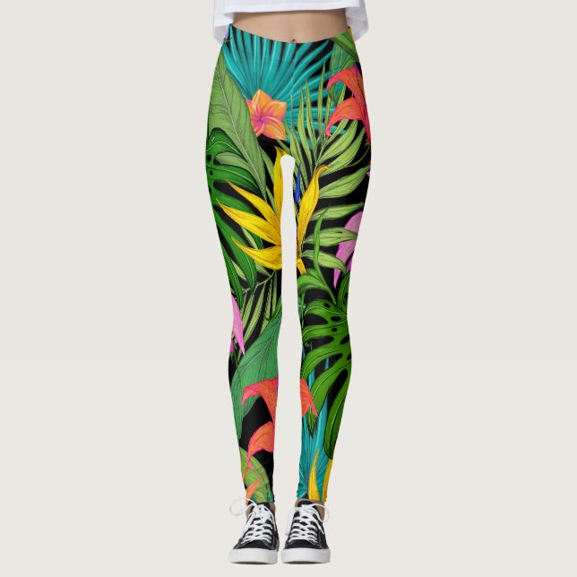 Leggings Hojas De Plantas Coloridas (Devant)