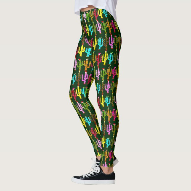 Leggings Holiday Decorated Cactus Christmas  (Gauche)