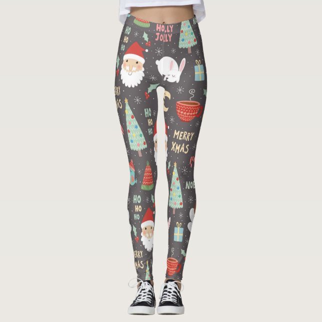 Leggings Holly Jolly Joyeux Noël (Devant)