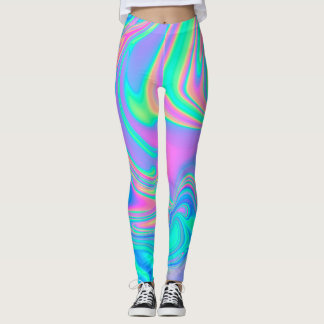 Leggings Holographie Iridescente : Neon Marbled Texture