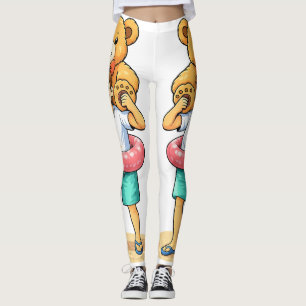 Leggings Homme de dessin animé mignon avec un ours en peluc